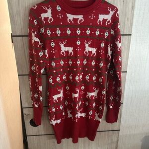 Red Reindeer Pattern Women's Sweater Dress